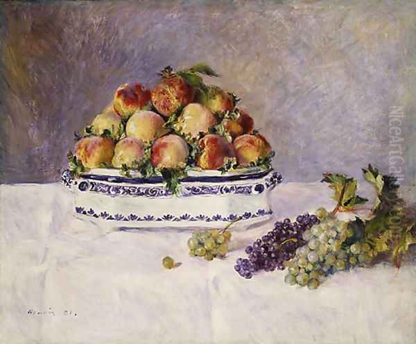 Still Life with Peaches and Grapes 1881 Oil Painting by Pierre Auguste Renoir