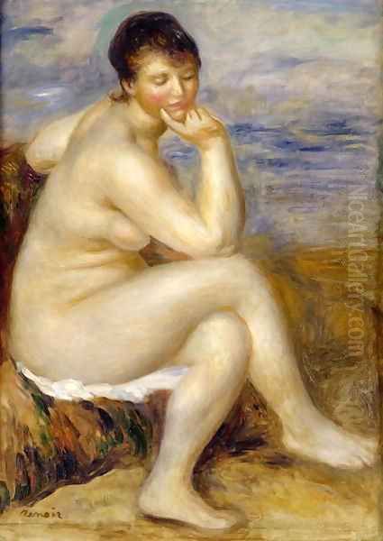 Bather Seated on a Rock 1882 Oil Painting by Pierre Auguste Renoir