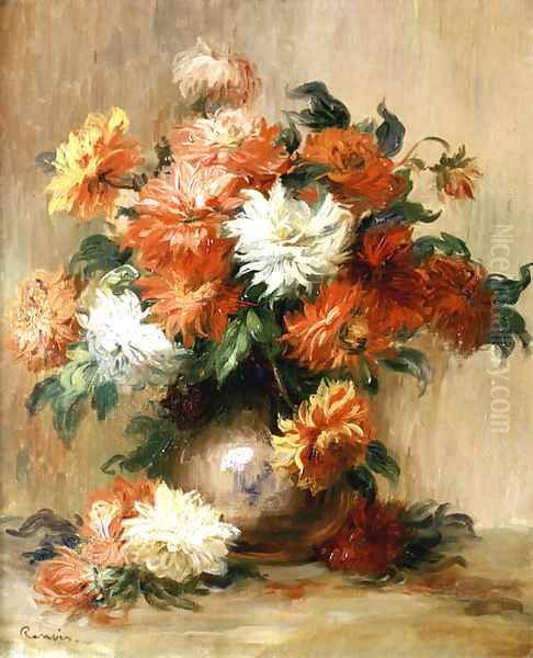 Still Life with Dahlias Oil Painting by Pierre Auguste Renoir