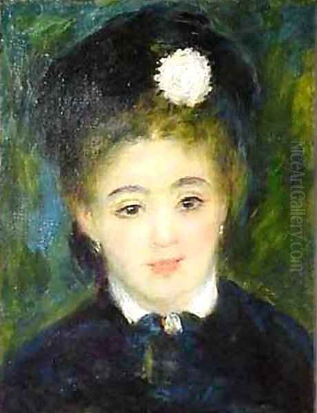 Portrait of a Young Woman in Black Oil Painting by Pierre Auguste Renoir