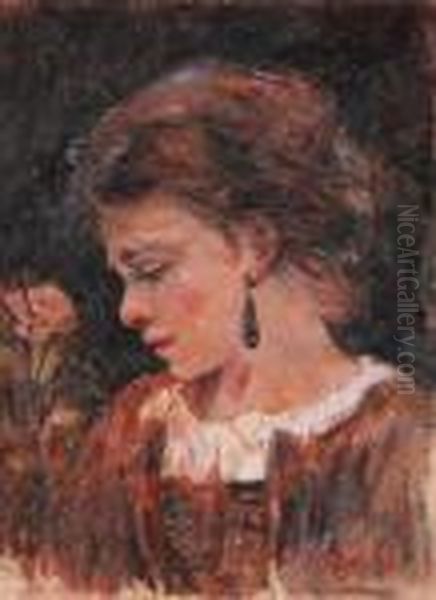 Ritratto Di Bimba Oil Painting by Francesco Paolo Michetti