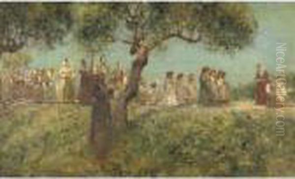 Processione Oil Painting by Francesco Paolo Michetti