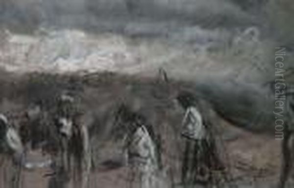 Processione Oil Painting by Francesco Paolo Michetti