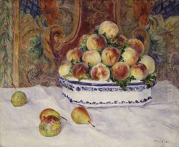 Still Life with Peaches 1881 Oil Painting by Pierre Auguste Renoir