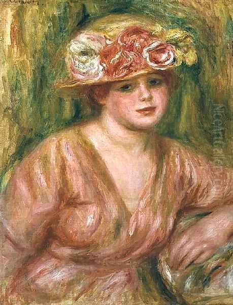 The Rose Hat or Portrait of Lady Hessling Oil Painting by Pierre Auguste Renoir