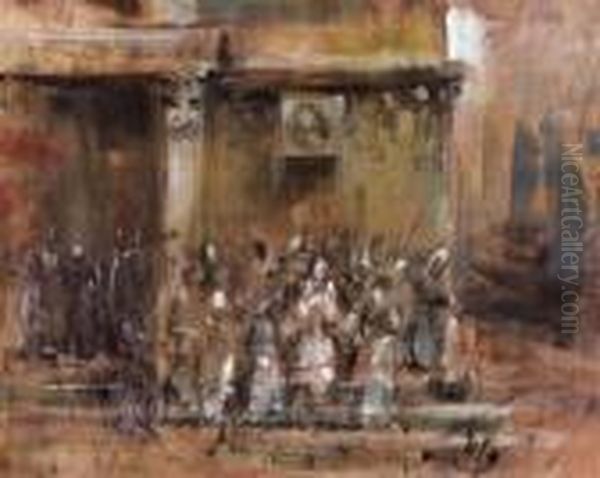 Processioni Oil Painting by Francesco Paolo Michetti