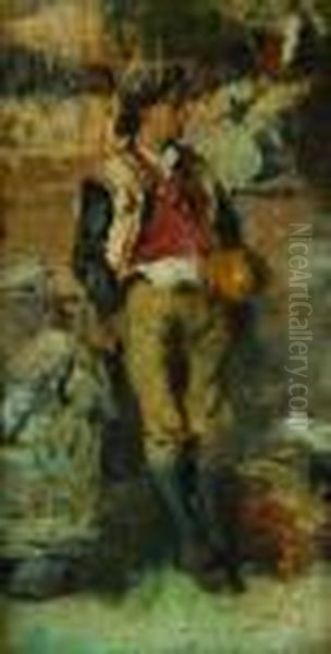 Pastorello Abruzzese Oil Painting by Francesco Paolo Michetti