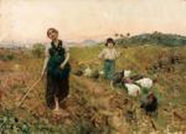 Ritorno Dai Campi - 1885 Ca. Oil Painting by Francesco Paolo Michetti