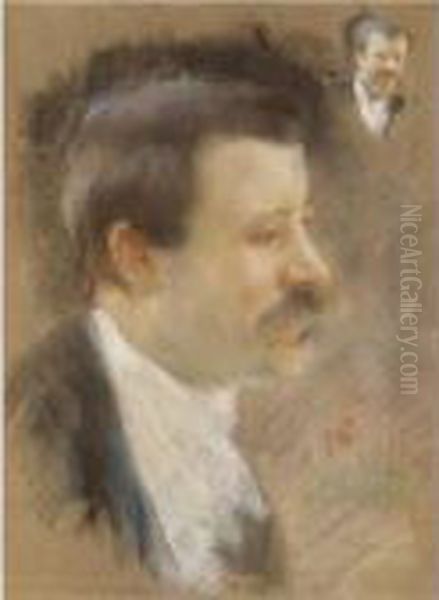 Ritratto Maschile Di Profilo Oil Painting by Francesco Paolo Michetti