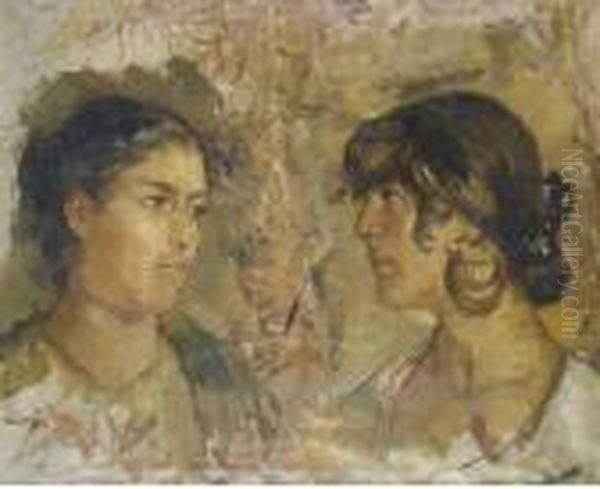 Studio Di Volti Femminili Oil Painting by Francesco Paolo Michetti