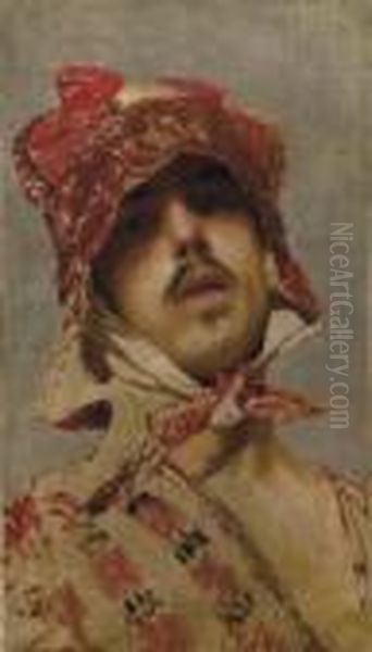 Ritratto Di Uomo In Costume Oil Painting by Francesco Paolo Michetti