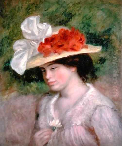 Woman with a Flowery Hat 1899 Oil Painting by Pierre Auguste Renoir