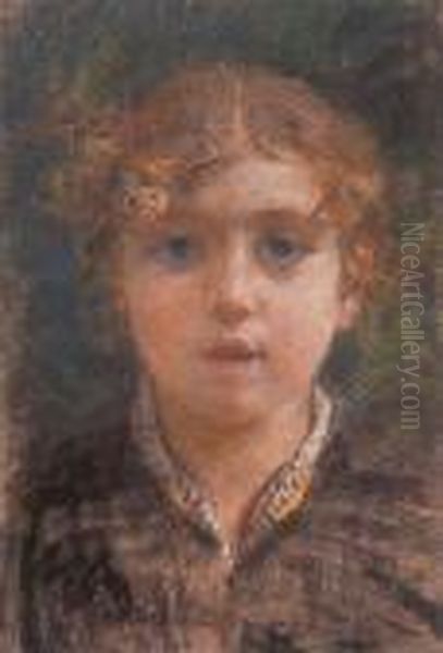 Portrait Of A Young Girl Oil Painting by Francesco Paolo Michetti