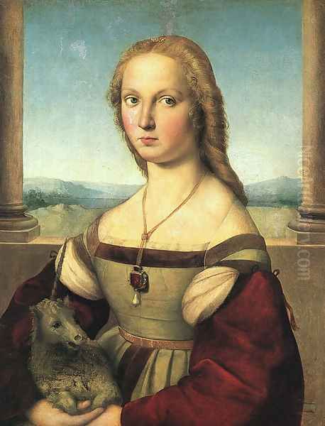 The Woman with the Unicorn 1505 Oil Painting by Raphael