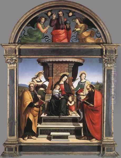 Madonna And Child Enthroned With Saints Oil Painting by Raphael