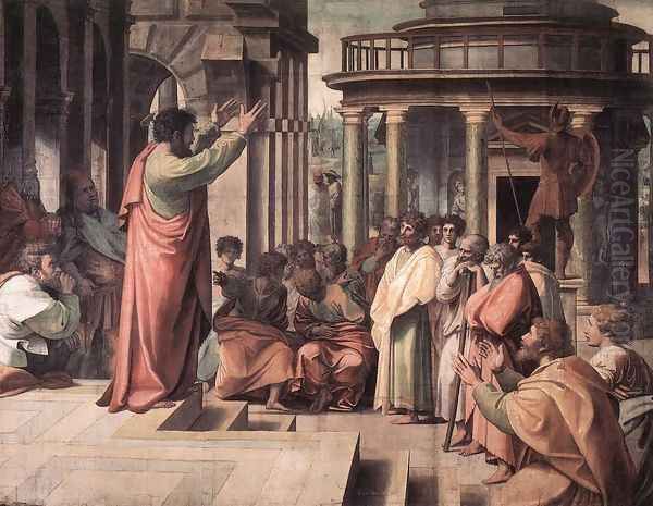 St Paul Preaching In Athens Oil Painting by Raphael