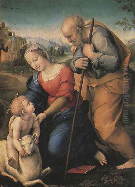 The Holy Family with a Lamb 1507 Oil Painting by Raphael