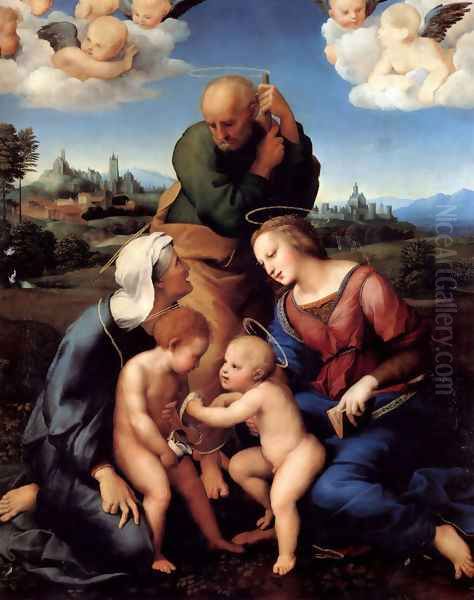 The Holy Family with Saints Elizabeth and John (or The Canigiani Holy Family) Oil Painting by Raphael