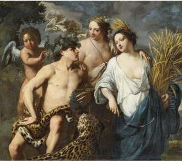 Ceres, Bacchus And Venus Oil Painting by Jan Miel