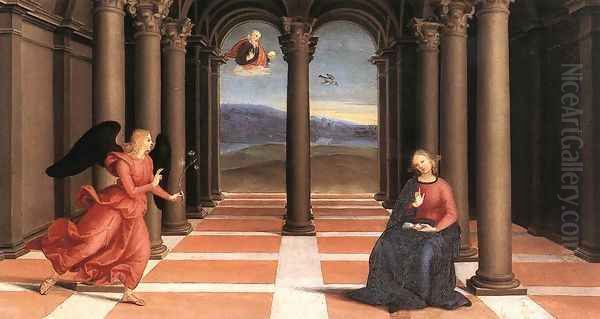 The Annunciation (Oddi altar, predella) Oil Painting by Raphael