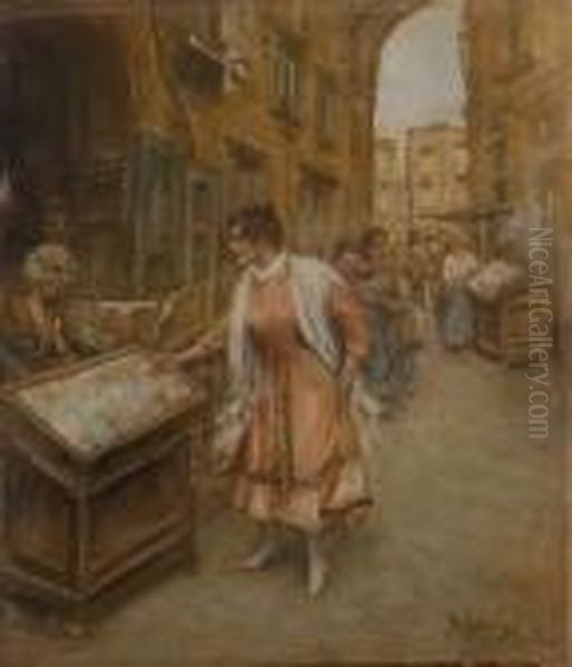 Il Mercato Oil Painting by Vincenzo Migliaro