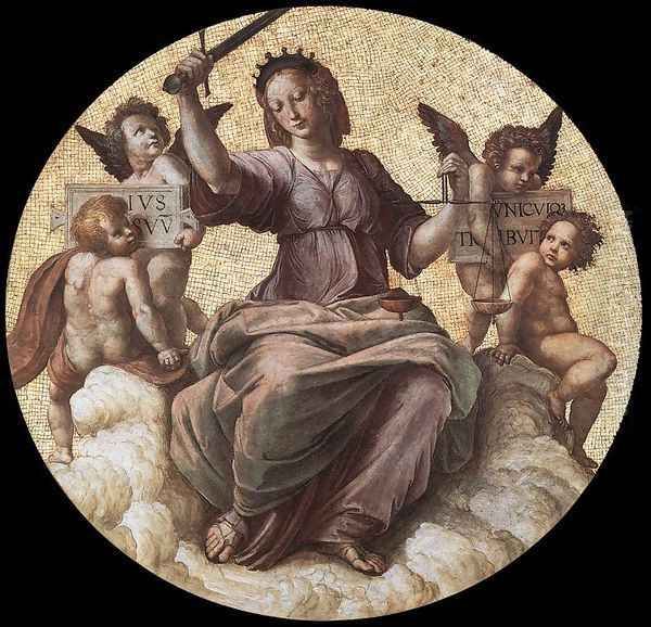 The Stanza Della Segnatura Ceiling Justice Oil Painting by Raphael