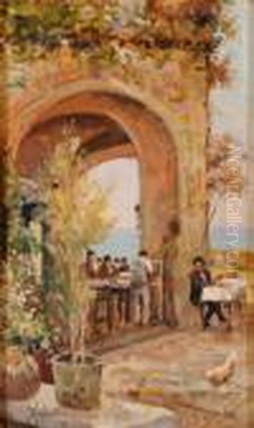 La Trattoria Oil Painting by Vincenzo Migliaro