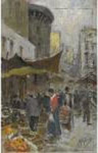 Donne Al Mercato Oil Painting by Vincenzo Migliaro