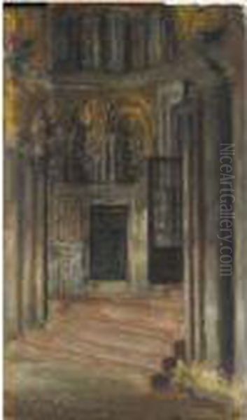 Interno Di Chiesa Oil Painting by Vincenzo Migliaro