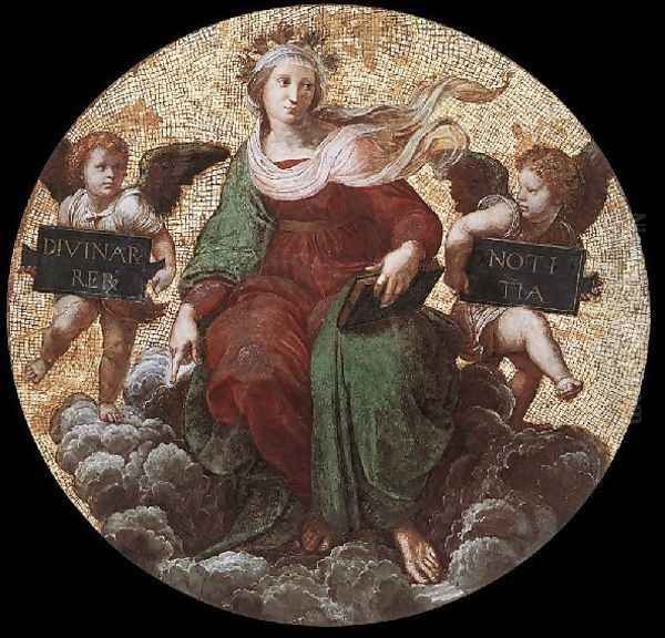 The Stanza Della Segnatura Ceiling Theology Oil Painting by Raphael