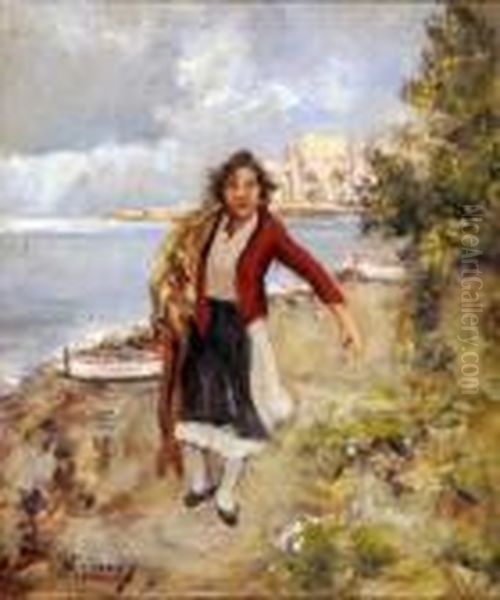 La Moglie Del Pescatore Oil Painting by Vincenzo Migliaro