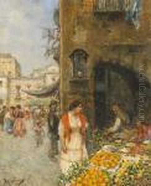 Al Mercato Oil Painting by Vincenzo Migliaro