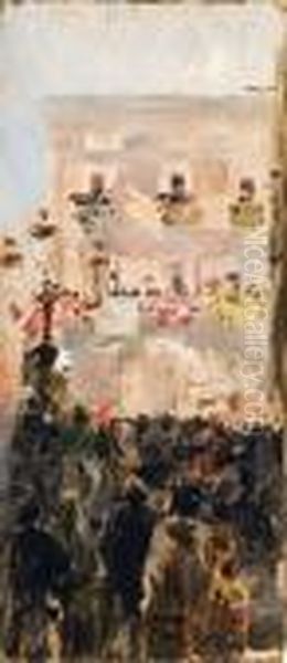 Processione A Napoli Oil Painting by Vincenzo Migliaro