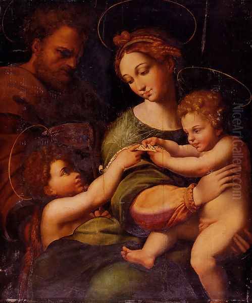 Holy Family With Saint John The Baptist Oil Painting by Raphael