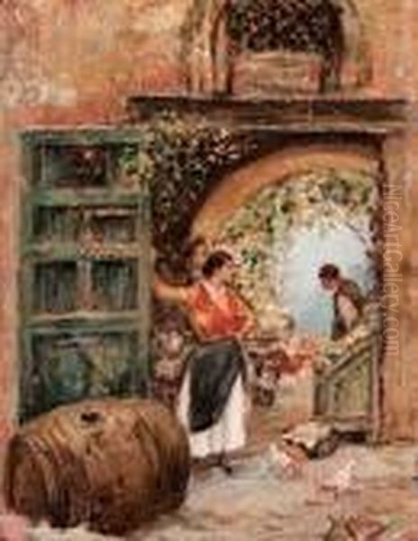 Fuori Dall'osteria Oil Painting by Vincenzo Migliaro