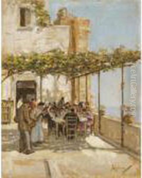 Taverna A Posillipo Oil Painting by Vincenzo Migliaro