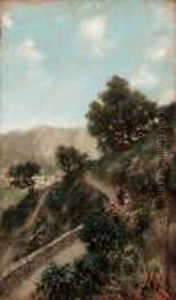 Sulla Strada Di Capri Oil Painting by Vincenzo Migliaro