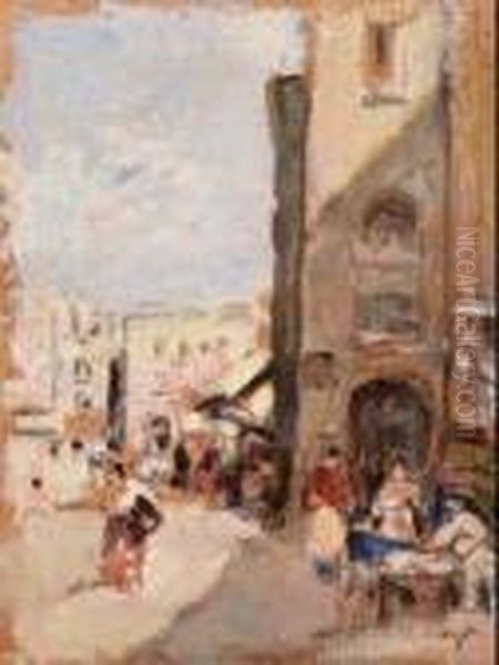 Mercatino Oil Painting by Vincenzo Migliaro