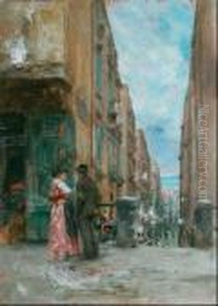 Vicolo Di Napoli A Cariati Oil Painting by Vincenzo Migliaro