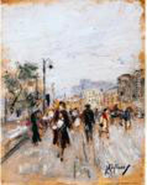 Passeggiata A Napoli Oil Painting by Vincenzo Migliaro