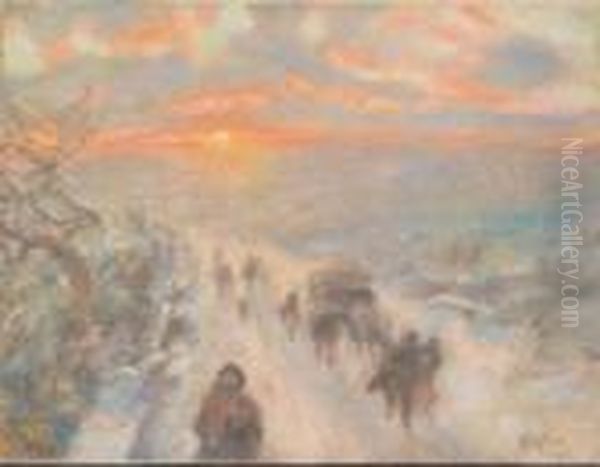 Nevicata Oil Painting by Vincenzo Migliaro