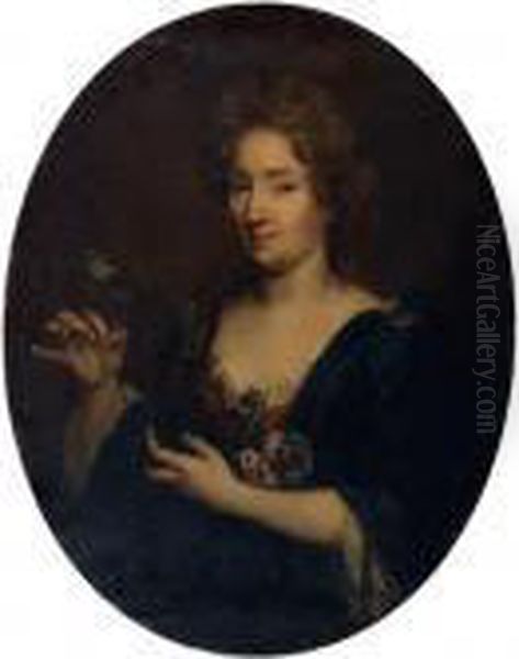 Portrait De Femme A La Fleur D'oranger Oil Painting by Pierre Le Romain I Mignard