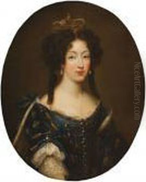 Maria Luisa De Orleans, Reina De Espana Oil Painting by Pierre Le Romain I Mignard