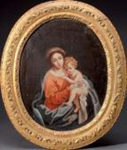 Vierge A L'enfant Oil Painting by Pierre Le Romain I Mignard