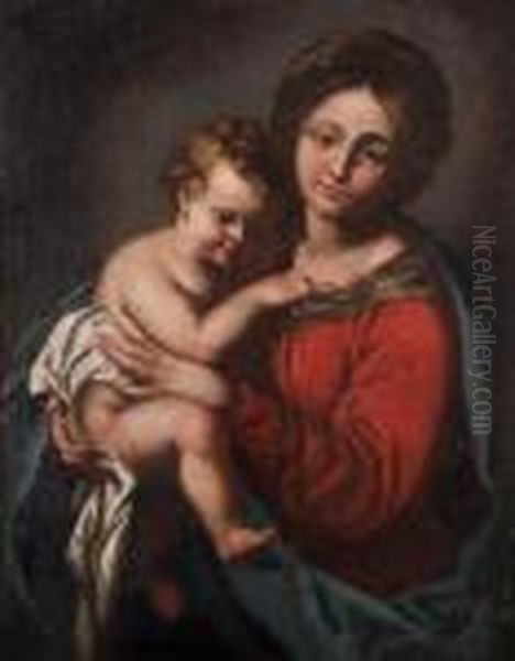 Vierge A L'enfant Oil Painting by Pierre Le Romain I Mignard