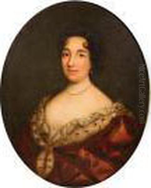 Portrait D'une Femme De Qualite Oil Painting by Pierre Le Romain I Mignard