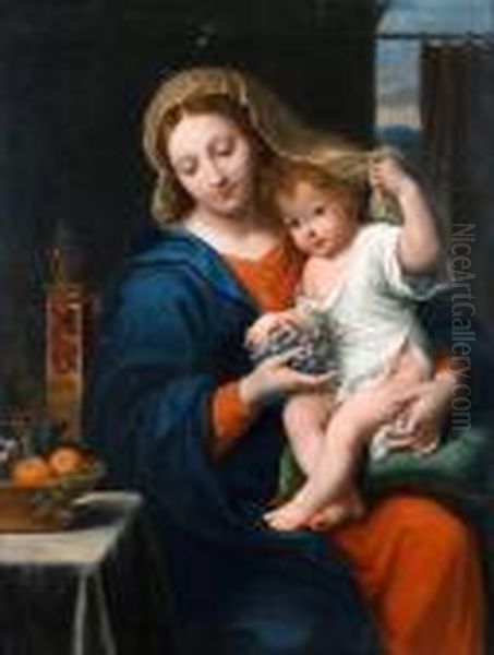 The Madonna Of The Grapes Oil Painting by Pierre Le Romain I Mignard