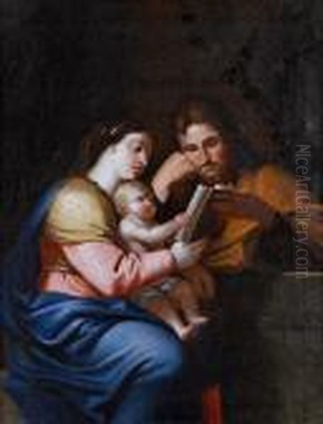 The Holy Family Oil Painting by Pierre Le Romain I Mignard