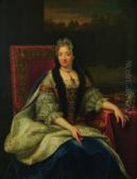 Portrait De Madame De Ventadour. Oil Painting by Pierre Le Romain I Mignard