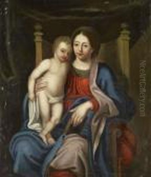 Vierge A L'enfant Oil Painting by Pierre Le Romain I Mignard